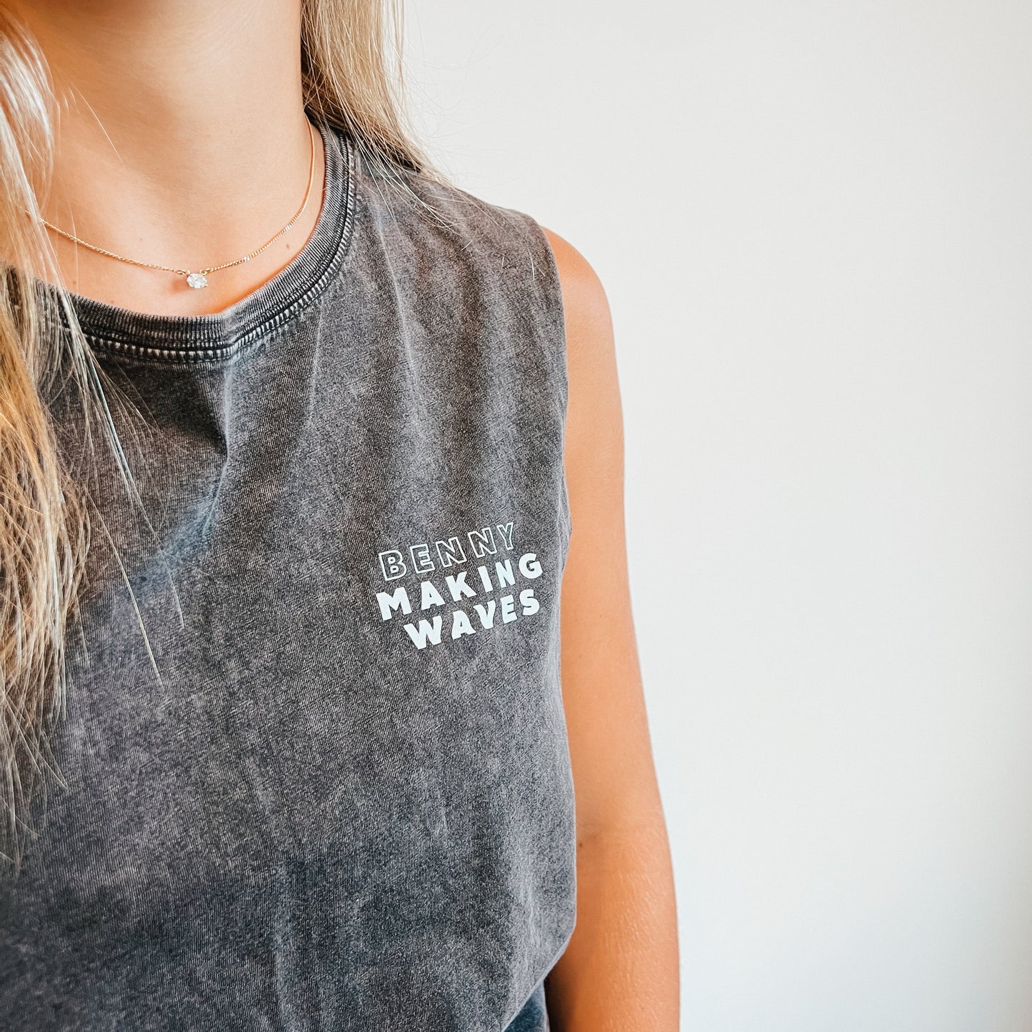 Unisex Making Waves Tank - Stonewash Black