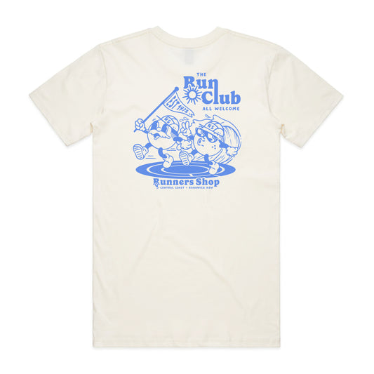 Unisex Run Club Tee - Natural/Blue